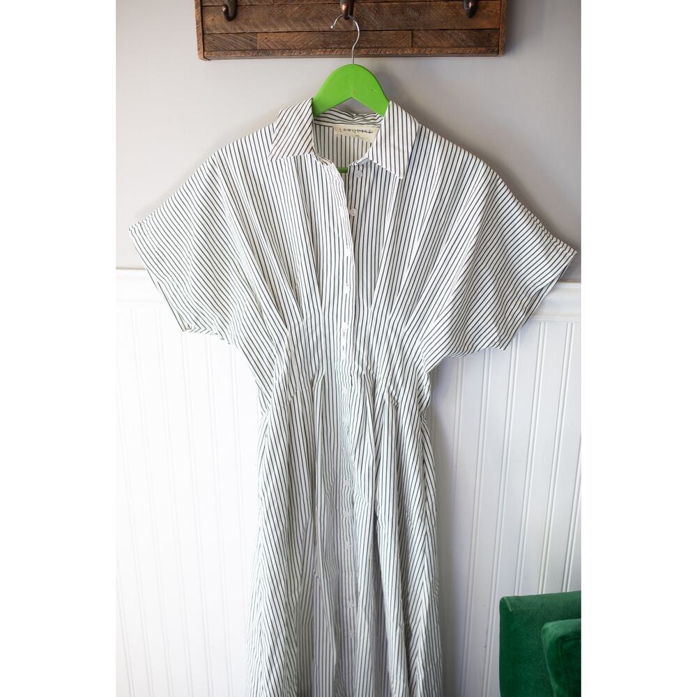 Anthropologie The Tobie Button-Front Pleated Shirt Dress by Exquise Large - Picture 3 of 6